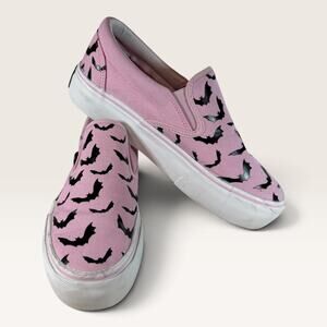 YRU Chill Bat Pink Black Bat Slip On Platform Sneakers Womens Size 8